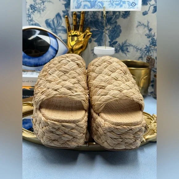 🆕 LOEFFLER RANDALL 🧿 NWOB Aaron Natural Braided Platform Straw Mule, Sz 9 - Picture 9 of 15